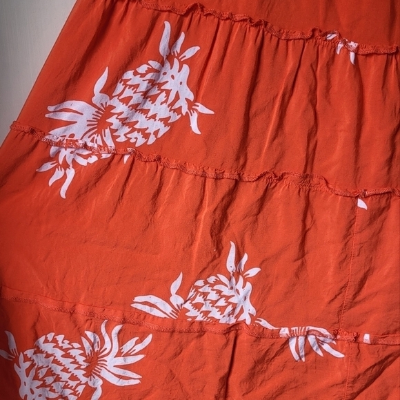Go Fish Tiered Pinapple Print Maxi Skirt Size M - Picture 4 of 8